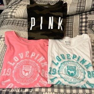 3 Victoria Secret Pink T-Shirts. XL. Super Good Condition.
